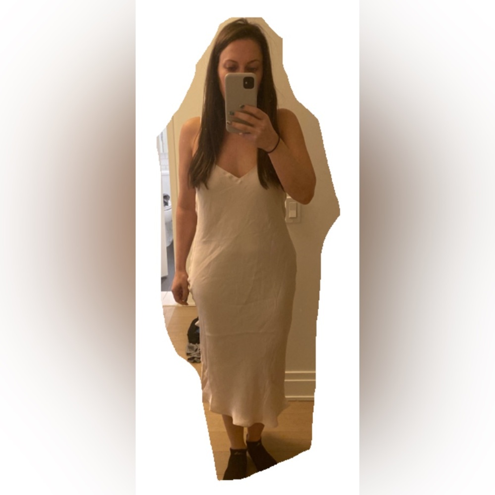 Banana Republic Silk Cami Midi Dress, color Blush, size 4P